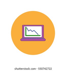 Vector illustration in flat design of progress statistics on laptop