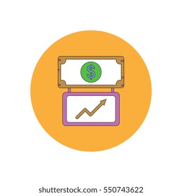 Vector illustration in flat design of progress statistics and currency