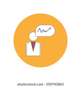 Vector illustration in flat design of progress statistics and man silhouette