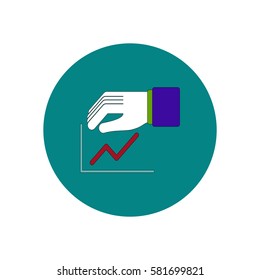 Vector illustration in flat design of progress statistics and hand