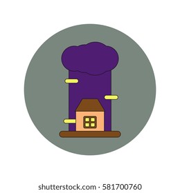 Vector illustration in flat design of rain cloud and house