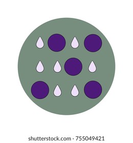 Vector illustration in flat design of rain with volcanic elements