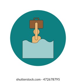 Vector illustration in flat design of refugee in water
