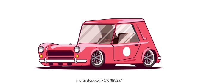 Vector illustration of flat design retro sport car. Concept of old vintage car vector flat illustration