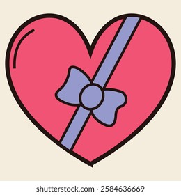 Vector illustration flat design shape love tied ribbon.