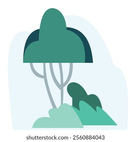 Vector illustration flat design of small tree with leaves and grass.