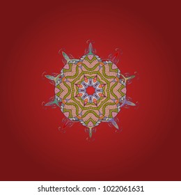 Vector illustration. Flat design of snowflakes isolated on colorful background. Snowflakes pattern. Snowflake ornamental pattern. Snowflakes background.