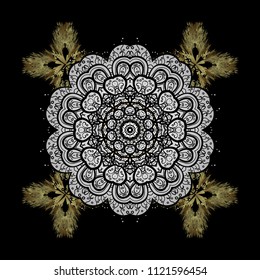 Vector illustration. Flat design of snowflakes isolated on colorful background. Snowflake ornamental pattern. Snowflakes background. Snowflakes pattern.