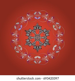 Vector illustration. Flat design of snowflakes isolated on colorful background. Snowflakes pattern. Snowflake ornamental pattern. Snowflakes background.