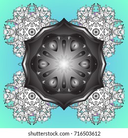 Vector illustration. Flat design of snowflakes isolated on colorful background. Snowflake ornamental pattern. Snowflakes background. Snowflakes pattern.