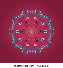 Vector illustration. Flat design of snowflakes isolated on colorful background. Snowflakes background. Snowflakes pattern. Snowflake ornamental pattern.