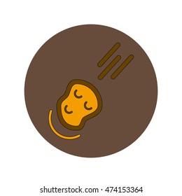 Vector illustration in flat design of space meteorite falling