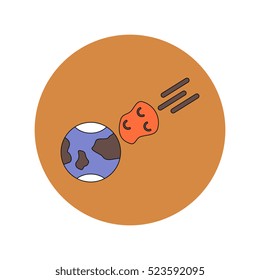 Vector illustration in flat design of space meteorite and earth