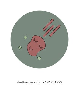 Vector illustration in flat design of space meteorite