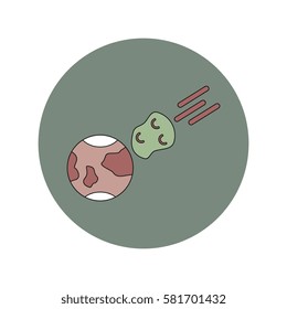 Vector illustration in flat design of space meteorite and earth