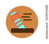 Vector illustration in flat design of storm and falling building