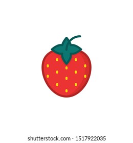 Vector illustration flat design of strawberry icon, healthy fruit sign and symbol. Editable stroke.