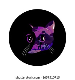 Vector illustration in flat design style with holiday concept.
a young man at the beach in cat frame with black hole background.