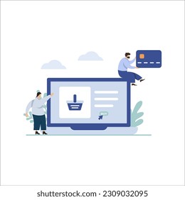 Vektorgrafik-Flachdesign-Stil. Konzept der E-Commerce-Seite. Vorlage für Ihr Design funktioniert. Vektorgrafiken.