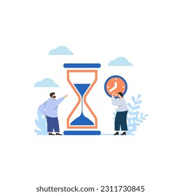 Estilo de diseño plano de ilustración vectorial. página web de administración de horas y concepto de página de inicio. La plantilla para el diseño funciona. Gráficos vectoriales.