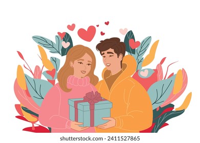 Vector illustration in flat design style on the Theme Valentine Day