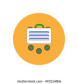 Vector illustration in flat design of suitcase and currency