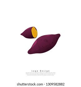 Dibujo vectorial diseño plano de icono de batata, símbolo y signo de batata sana del doodle vegetal.