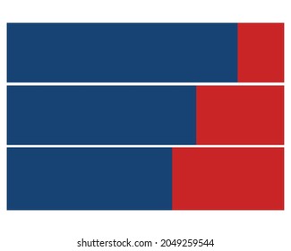 Vector illustration of flat design template Aggregated bar chart gradation in blue and red color. editable colors. 5000 x 4000 pixels perfect.