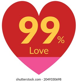 Vector illustration of a flat design template combination of nine nine percent chart numbers in the form of pink and red love gradations. editable colors. 4000 x 4000 pixels perfect.