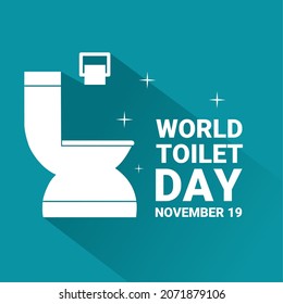 vector illustration, flat design toilet with long shadow, as banner or poster, world toilet day.