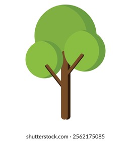 Vector illustration flat design of a tree with rounded leaves.
