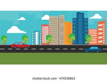 Vector Illustration : Flat design for urban landscape and city life