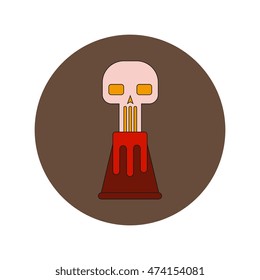 Vector illustration in flat design of volcano explosion and skull