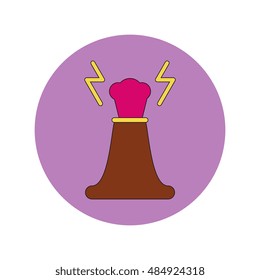 Vector illustration in flat design of volcano explosion and lightning