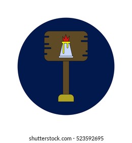 Vector illustration in flat design of volcano explosion sign