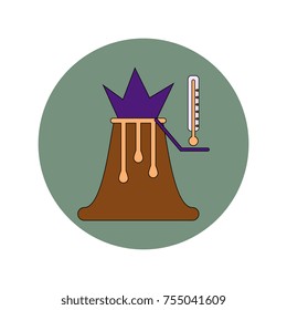Vector illustration in flat design of volcano explosion and thermometer