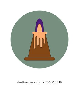 Vector illustration in flat design of volcano explosion and lava
