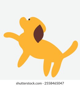 Vector illustration flat design of a yellow dog with brown ears.