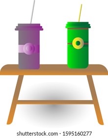 Vector illustration, flat design.green and purple plastic cups 