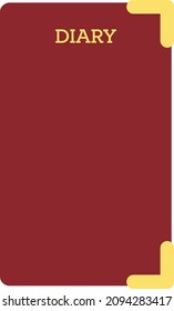 Vector illustration flat diary design. Burgundy red and gold personal pocket diary illustration. Simple calendar diary book.