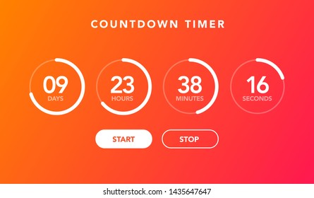 Vector illustration flat digital clock timer countdown for web site background