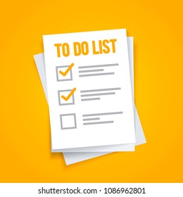 Vector Illustration Flat To Do List Icon Concept. Paper Sheets With Check Mark.