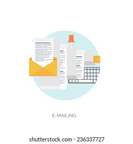 Vector illustration. Flat emailing background. Email. Global communication. Social network.