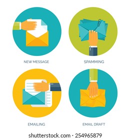 Vector illustration. Flat envelope. Emailing and global communication. Letter. Social network.