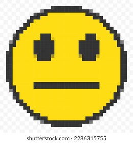 Vector illustration of flat face emoticons in a pixel art 8 bit video game style. Simple design on transparent background (PNG).