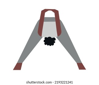 Vector illustration with flat female african american character. Sportive Strengthening exercise - Wide Legged Forward Bend. Strong woman learns posture Prasarita Padottanasana at yoga class. 