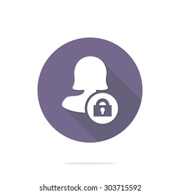 Vector illustration of flat female user connection and web interface icon . Could be used as menu button, user interface element template, badge, sign, symbol, company logo, mobile application element