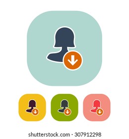Vector illustration of flat female user vote action and web interface icon . Could be used as menu button, user interface element, badge, sign, symbol, company logo, mobile application element