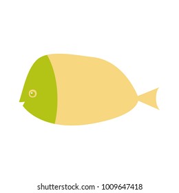 Vector illustration of flat fish. Isolated river fish. Vector aquarium fish silhouette illustration. Yellow and green