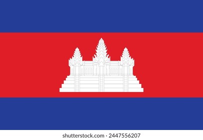 Vector illustration of the flat flag of Cambodia 